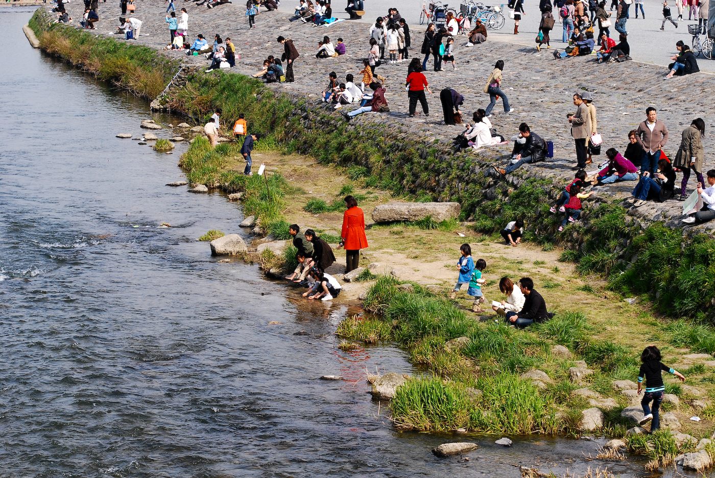 Riverbank scene in Arashiyama
