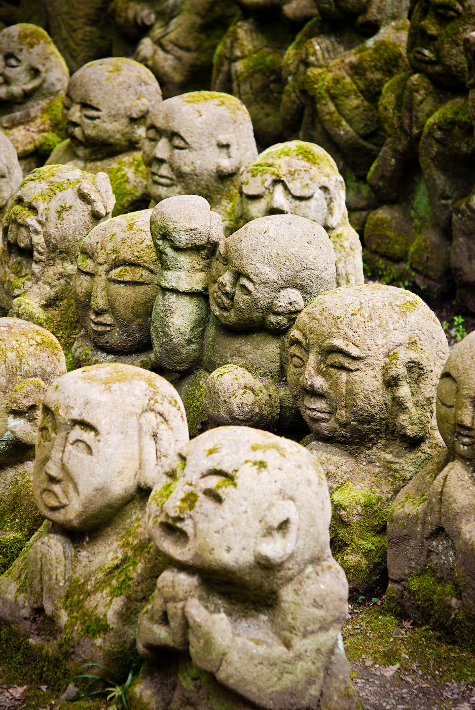 Cluster of stone figures in Arashiyama